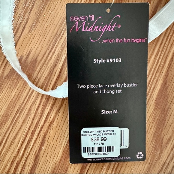 Seven ’til Midnight Lace Bustier & Thong Set White Size Medium - Picture 2 of 16